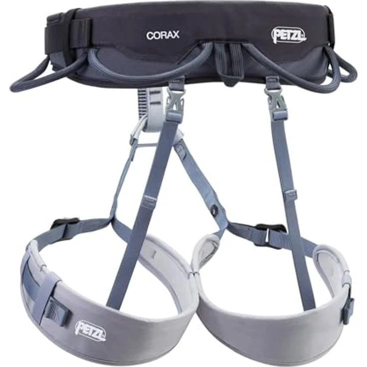 Petzl Corax, Klettergurt für XS-S-M, verstellbar, in jeansblau, ideal für Klettersteig, Sportklettern, Alpinklettern, mit 4 Materialschlaufen – Bild 2