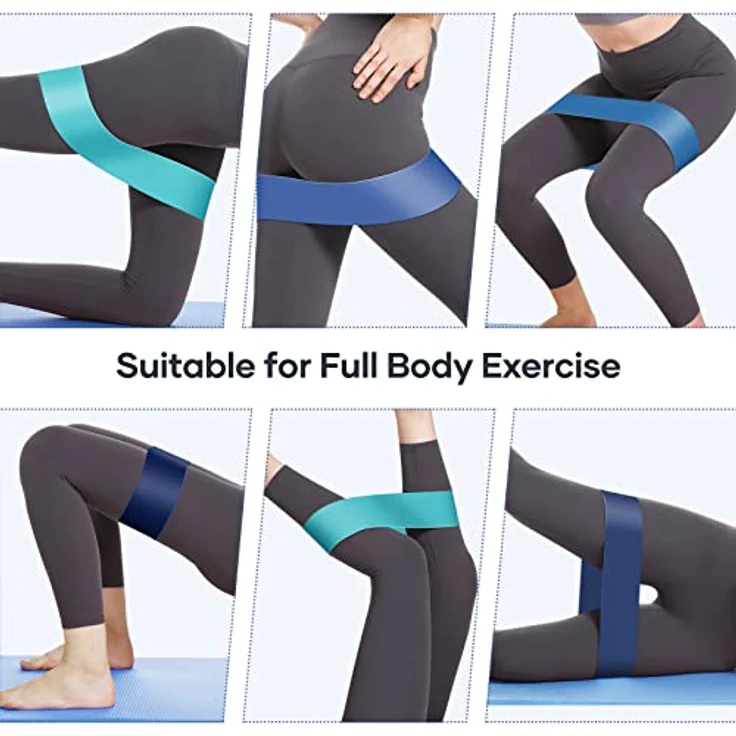 Fokky Fitnessbänder [5er Set], Widerstandsbänder mit 5 Widerstandsstufen (4-30 Pfund), hautfreundlich, inkl. Tragetasche, Gymnastikband für Yoga, Pilates, Kniebeugen, Stretching – Bild 5