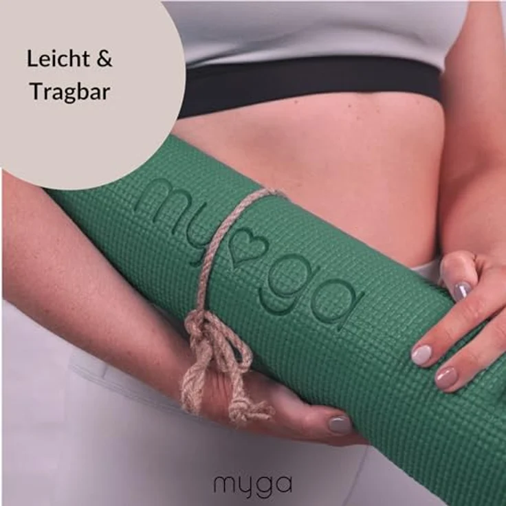 Myga Einsteiger-Yogamatte, rutschfest und leicht zu tragen, 4 mm dick, ideal für Yoga, Pilates und Fitnessübungen, 173 cm x 61 cm, grün – Bild 5