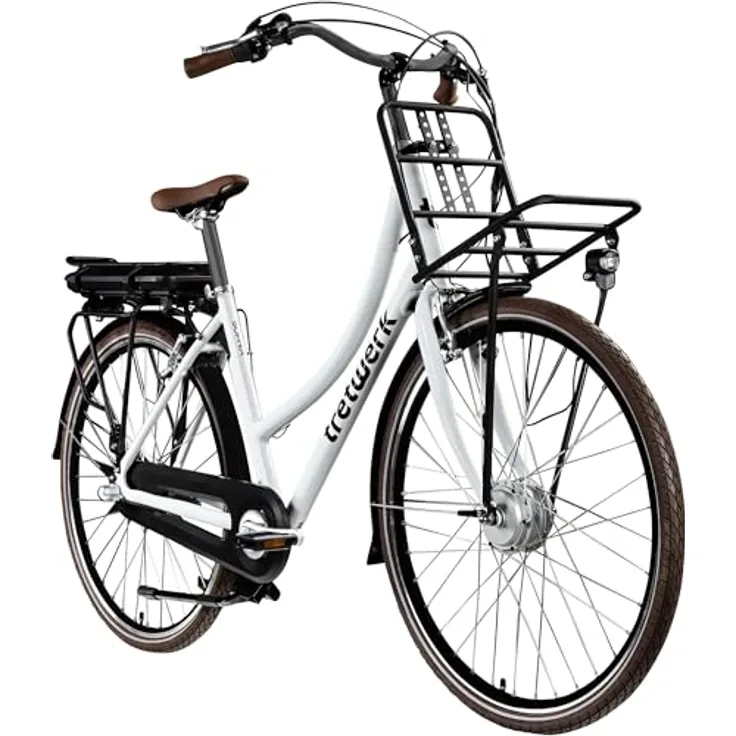 Tretwerk Sophia E-Bike, 28 Zoll Pedelec mit 3 Gängen, 522 Wh Akku, Bluetooth und App, schwarz/weiß