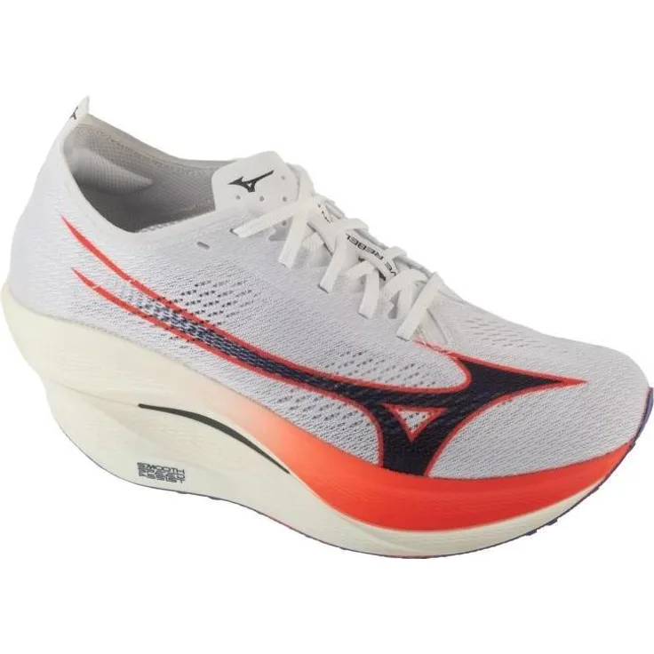 Mizuno Wave Rebellion Pro 3, Unisex Laufschuhe mit Mizuno Enerzy XP und G3-Außensohle, Weiss, Größe 40.5