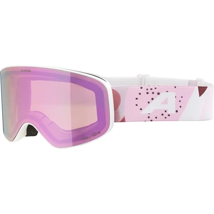 ALPINA FERNIE Q-LITE, Verspiegelte Skibrille für Kinder mit kontrastverstärkenden & polarisierenden OTG Gläsern, 100% UV-Schutz, white-rose matt/rose