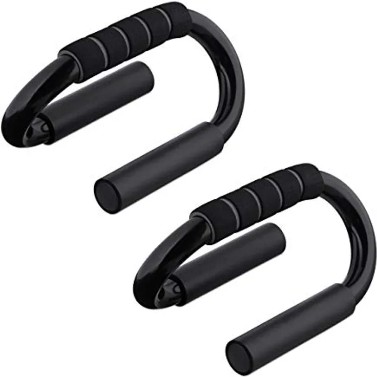 Relaxdays Liegestützgriffe im 2er Set, rutschfeste Sportgriffe, Metall, Home Workout, ergonomische Push Up Bars, schwarz