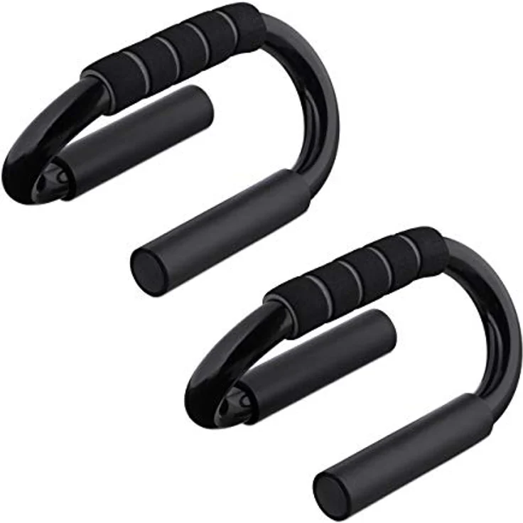 Relaxdays Liegestützgriffe im 2er Set, rutschfeste Sportgriffe, Metall, Home Workout, ergonomische Push Up Bars, schwarz – Bild 1