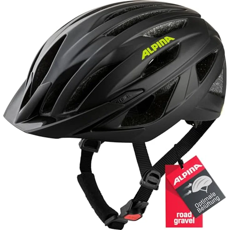 Alpina Parana Black - Neon Yellow Matt, Größe 51 - 56 cm - Fahrradhelm, Farbe Schwarz – Bild 2