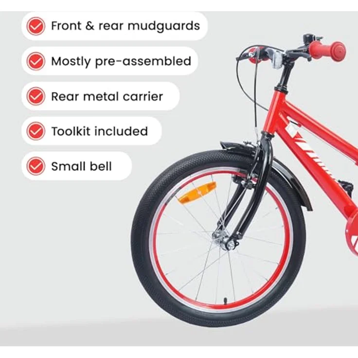 vidaXL Kinderfahrrad 18 Zoll, rot, für 5-7 Jahre, max. Gewicht 50 kg, zerlegt geliefert – Bild 6