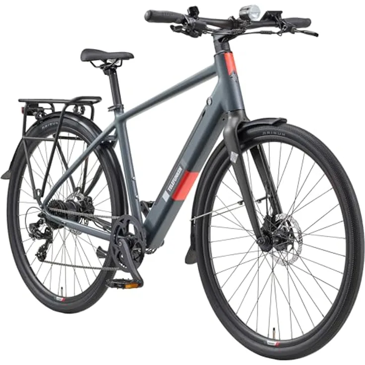 TELEFUNKEN E-Bike Herren 28 Zoll, Elektrofahrrad Hinterradmotor, 7-Gang Shimano Kettenschaltung, Hydr. Scheibenbremsen - Pedelec Urban-Bike, UH210 in schwarz
