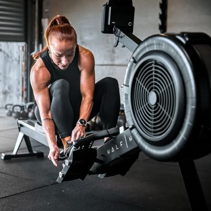 Half Human Air Rower Rudergerät, professionelle Ruderzugmaschine mit 10 Luftwiderstandsstufen, Bluetooth, 8 Programme, LCD-Display, max. Benutzergewicht 150 kg – Bild 5