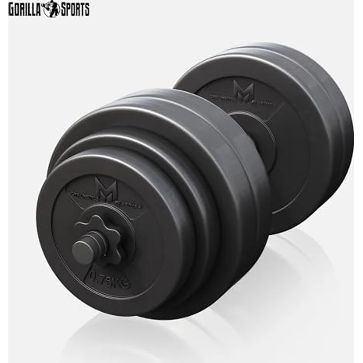 GYRONETICS® Kurzhantelset 30kg - 2er Set, Gewichte 8x2,5kg / 4x1,25kg / 4x0,75kg, mit 4 Sternverschlüssen, 25mm, Griff gerändelt, rutschfest, Kunststoff - Kurzhanteln, Hantelset, Kurzhantel Set – Bild 2
