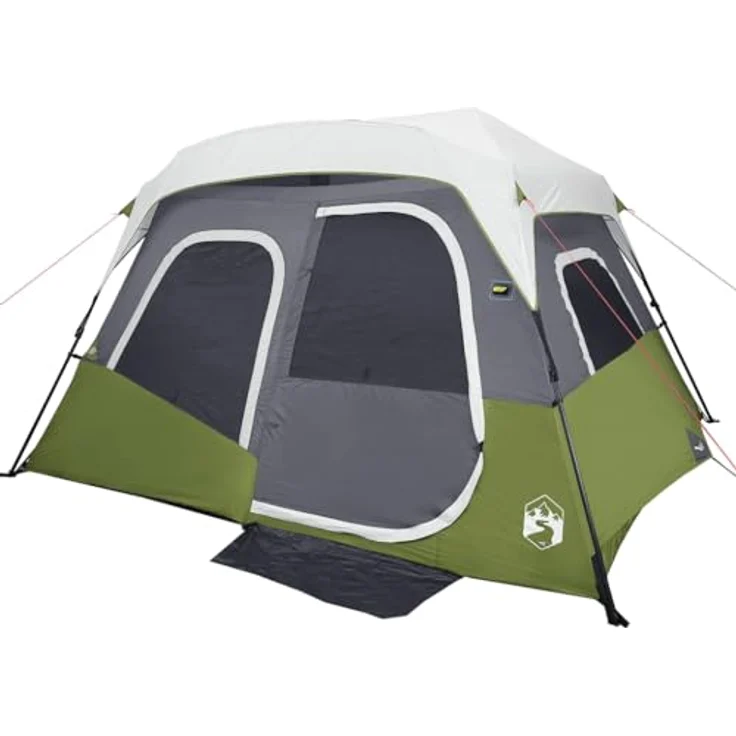 vidaXL Familienzelt, Campingzelt mit LED, Gruppenzelt für 6 Personen Quick Release, Outdoor Zelt mit Abnehmbarem Überzelt, Hellgrün – Bild 5