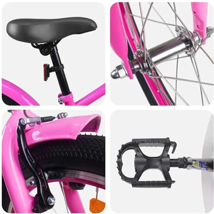 vidaXL Kinderfahrrad 22 Zoll für Kinder 7-12 Jahre, Dunkelrosa, mit Aufbausatz und Sicherheitsausstattung – Bild 5