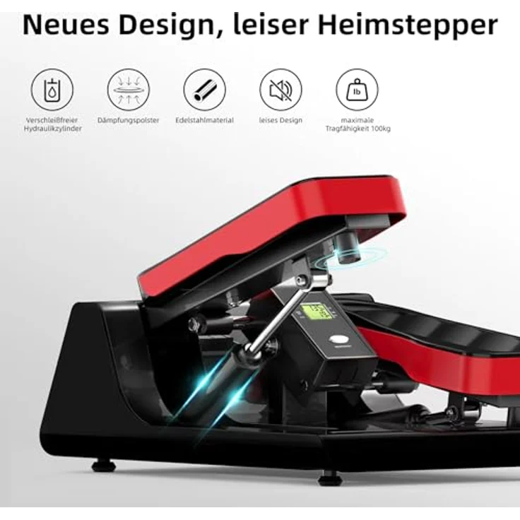 JASPORT ST3 Stepper, Up-Down Stepper mit Power Ropes, Widerstandstraining Stepper für Zuhause, mit Multifunktionsdisplay, verschleißfreie Hydraulik-Zylinder, leise, max. Belastbarkeit 100kg – Bild 3