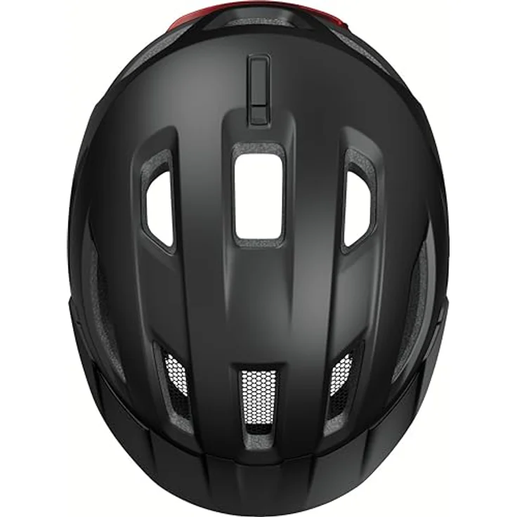 ABUS Urban-I 4.0, Fahrradhelm mit aufladbarem Rücklicht, 2 Leuchtmodi, Schirm, Zopf-Öffnung und magnetischem Verschluss, Größe L, schwarz – Bild 5