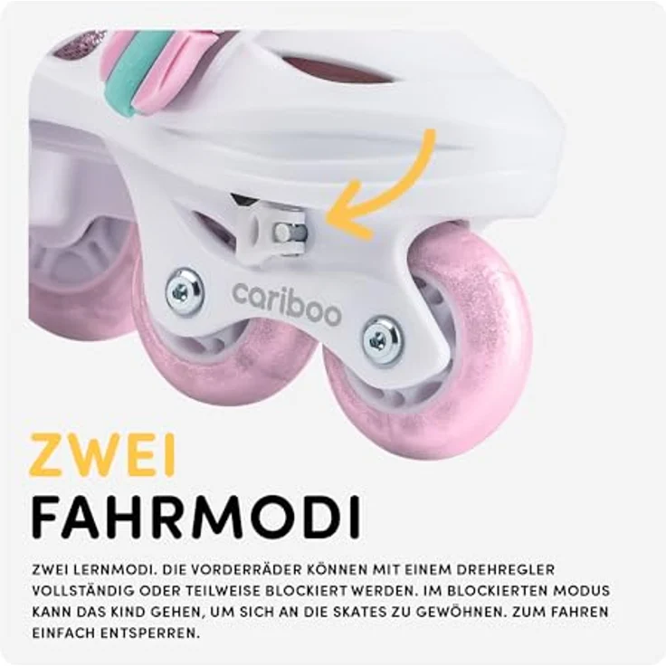 CARIBOO Ballerina, Einstellbare Kinder-Inlineskates mit Hardshell-Schale und LED-Rädern, rosa, Größe XS (26-30) – Bild 6