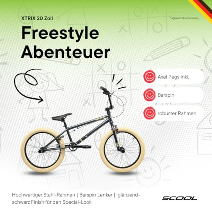 S'cool BMX-Rad XtriX 40, 20 Zoll, 1 Gang, robuster Rahmen, optimal für Tricks und Action – Bild 3