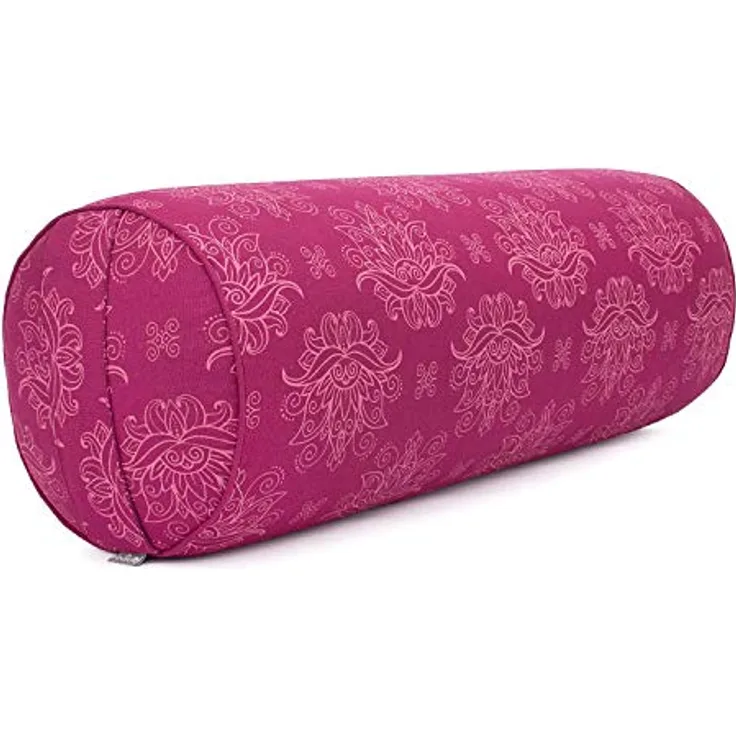 Bodhi Yoga Bolster Ø 22 cm | Maharaja Collection | Yogabolster aus 100% Baumwolle | Yogarolle mit Kapokfasern | Yogakissen für Restorative Yoga & Yin Yoga | Lotus/Berry