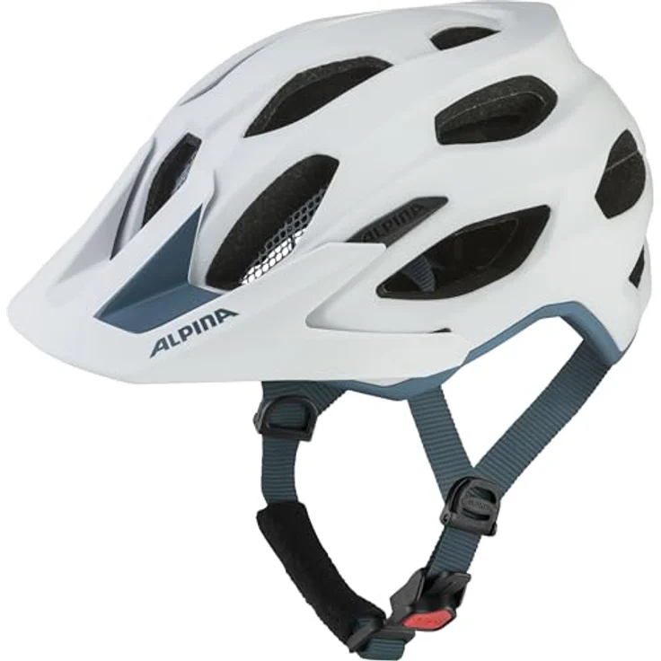 ALPINA Carapax 2.0 Fahrradhelm, leicht, stabil, komfortabel, mit Fliegennetz, antibakteriellen Polstern, White Pebble Blue matt, 57-62 cm – Bild 1