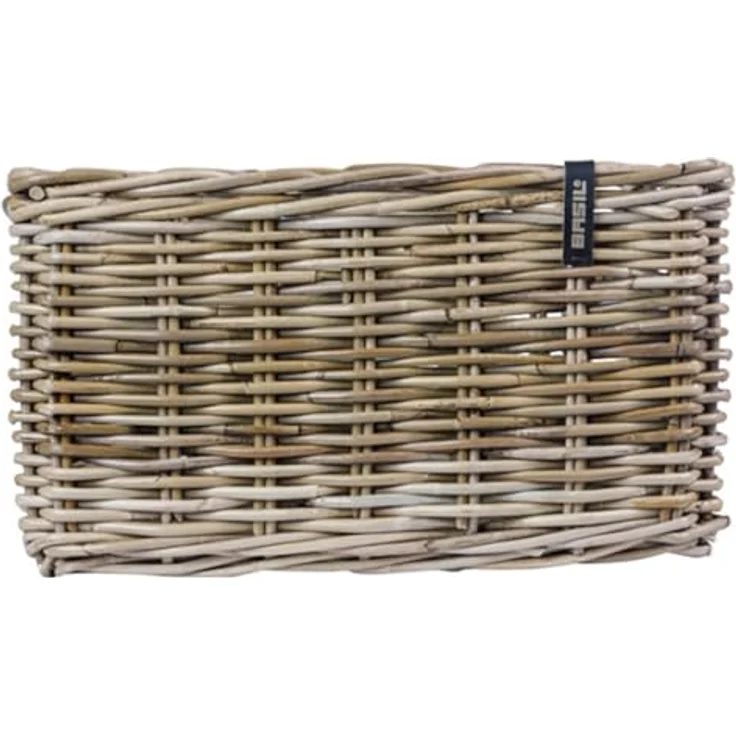 Basil DAX S Rattan Fahrradkorb, Rechteckiger Aufbewahrungskorb für Vorderradgepäckträger, Grau, Handgeflochten, 20 l Volumen, Ideal für Damen- und Herrenfahrräder – Bild 2
