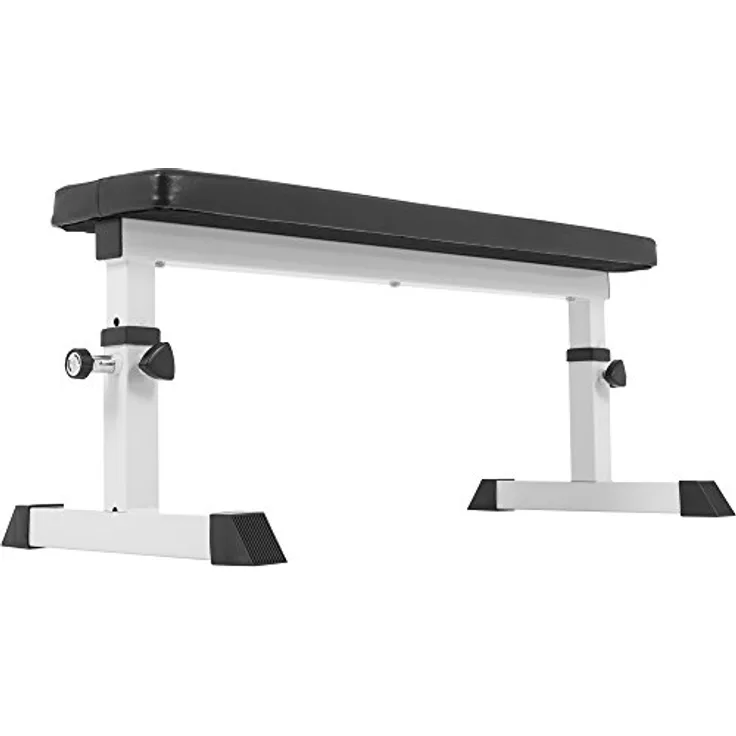 GORILLA SPORTS® Hantelbank - Verstellbar, bis 200 kg Belastbar, aus Stahl, Weiß - Flachbank, Trainingsbank, Fitnessbank, Bankdrücken, Bauchtrainer, Drückerbank, Gym Bench, Fitnessgeräte für Zuhause