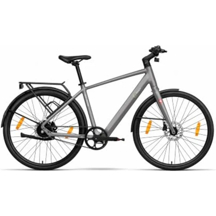 SachsenRAD City E-Bike C3M Roma II, 28" Ultraleichtes Elektrofahrrad mit Riemenantrieb, 6km/h Schiebehilfe, KI-Unterstützung, Grau, für Damen/Herren