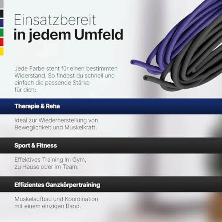 THERABAND TheraBand Tubings 1,50m, Widerstandsbänder Set aus Naturkautschuk, schwer, für Therapie & Fitness, vielseitig einsetzbar, langlebig, puderfrei – Bild 5