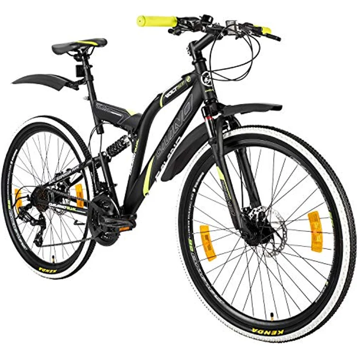 Galano Volt DS Mountainbike Fully, 26 Zoll, 21 Gang, für Jugendliche ab 160 cm, Farben: weiß/grün, schwarz/grün, schwarz/rot – Bild 1