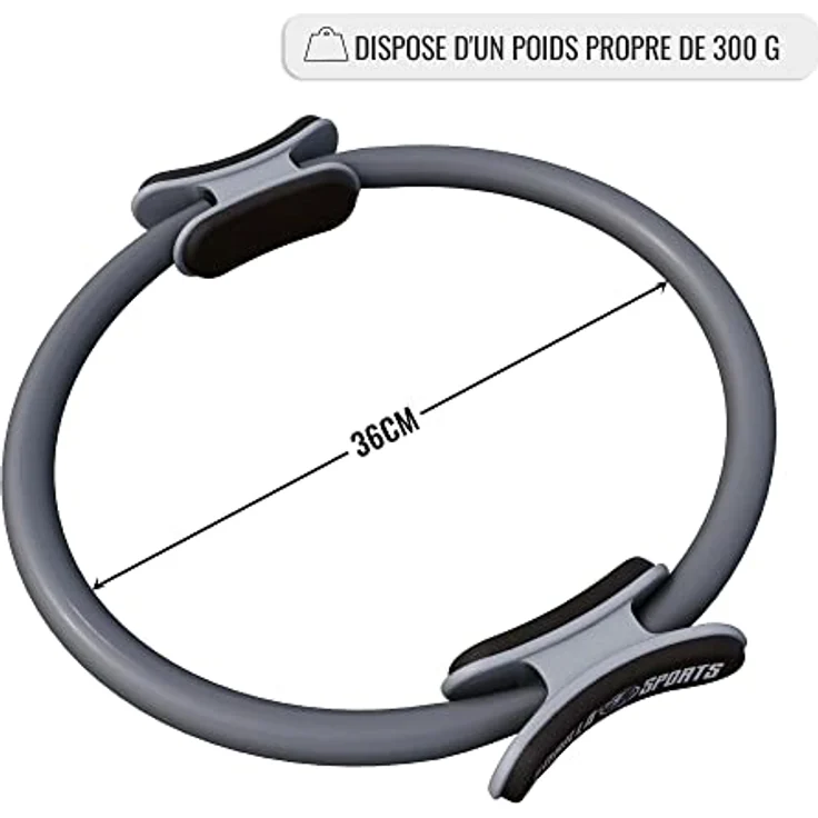 GORILLA SPORTS® Pilates Ring Ø 36cm - Doppelgriff, gepolstert, Rutschfest, Superleicht - Schwarz, Türkis, Grau, inkl. Tasche und Trainingsanleitung – Bild 2