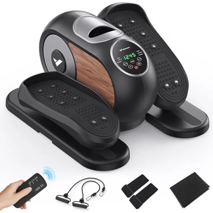 MERACH Mini Elektrischer Crosstrainer, Untertisch Ellipsentrainer mit Fernbedienung, 12 Geschwindigkeiten, LCD-Display, rutschfestem Pad, leise & tragbar für Senioren und Erwachsene – Bild 1
