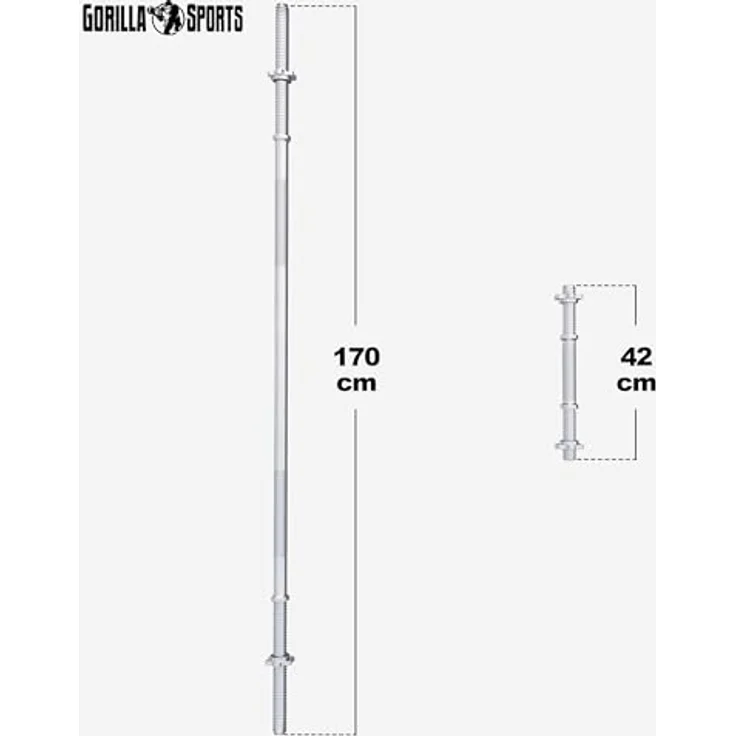 GORILLA SPORTS® Hantelset 130kg - Langhantelstange 170cm, 2 Kurzhanteln, 30mm Hantelscheiben aus Kunststoff, mit Sternverschlüssen - Schwarz - Fitness Gewichte – Bild 5