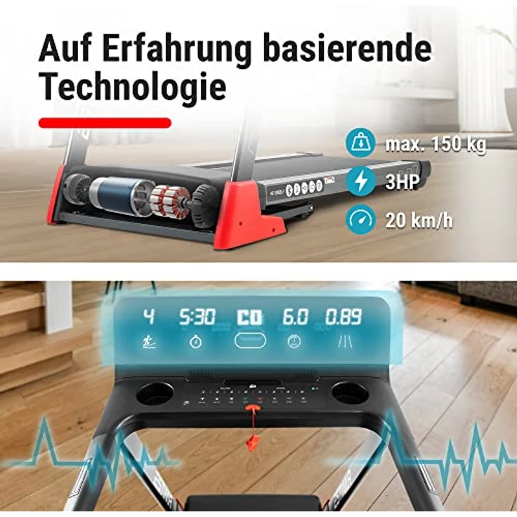 Hop-Sport HS-3200LB Estima - Laufband für zuhause bis 150 kg - Laufband klappbar mit LCD-Display, App-Steuerung, 15 Programmen und max. Geschwindigkeit 20km/h – Bild 3