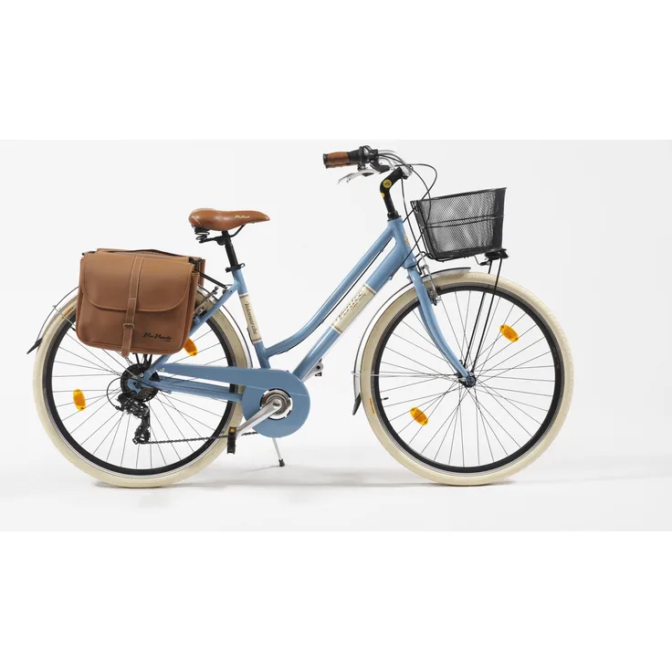 VENICE Cityfahrrad 28 Zoll 615 Lady, BLU MAMA NON MAMA - 18-Gang Shimano Schaltung, Aluminium Rahmen, V-Bremsen, Creme Bereifung