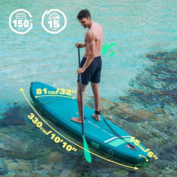 Movino SUP-Board MOVINO GARDA 2in1 Set, Allround mit 150 kg Traglast, geschweißte Kanten, 10'10", inkl. Rucksack, Pumpe, Kajaksitz, Paddel, Finne und Reparaturset – Bild 4