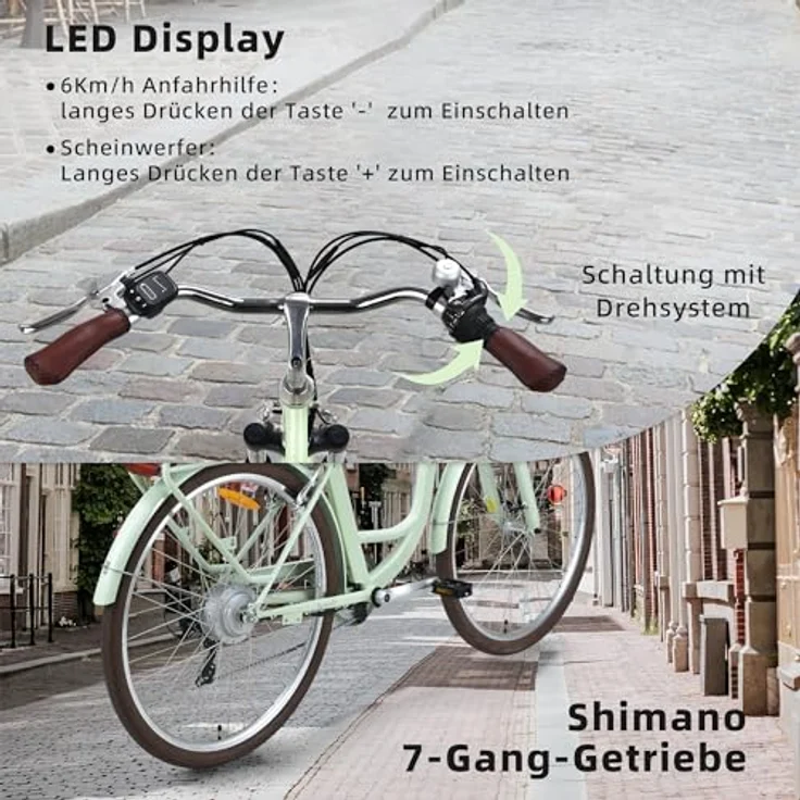 VecoCraft HEBE E-Bike Elektrofahrrad| 28 Zoll | 7-Gang-Schaltung | Ananda Hinterer Motor 250W | EU-Konform | Damen und Herren | Schwarz – Bild 3