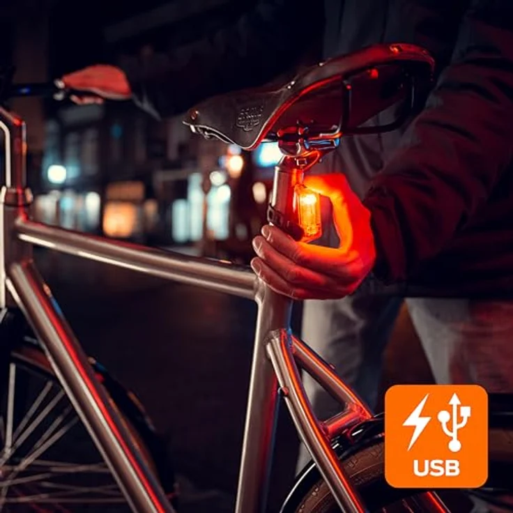 AXA Dwn Velolicht, USB aufladbares Rücklicht mit 300 m Sichtweite, STVZO zugelassen, flexibel montierbar – Bild 3