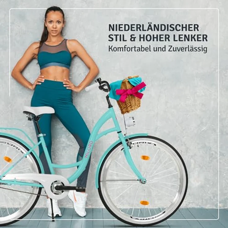 Milordbikes City-Fahrrad, Blau, Metall, 46 cm, leicht rollende 700C Reifen, mit hinterem Träger – Bild 4