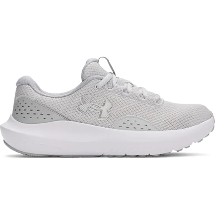 Under Armour UA W Charged Surge 4, Damen Laufschuhe, atmungsaktives Obermaterial, Grau/Silber, Größe 36 – Bild 1