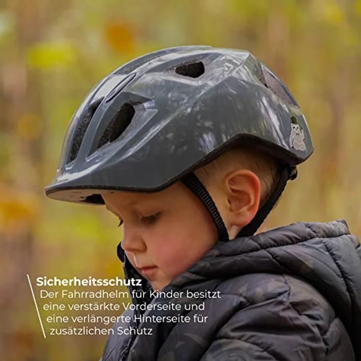 BBB Hero Kids Velohelm, Schalenkonstruktion, 46 - 52 cm, mit Insektennetz und waschbarem Kinnpolster, blau – Bild 3