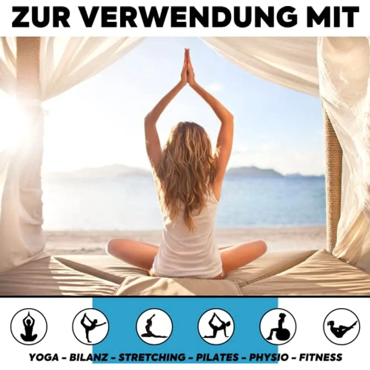 MATCHU Yogagurt, 100% Baumwolle, 3m x 3,5cm, verstellbar mit Metall-D-Schnalle, schwarz – Bild 5
