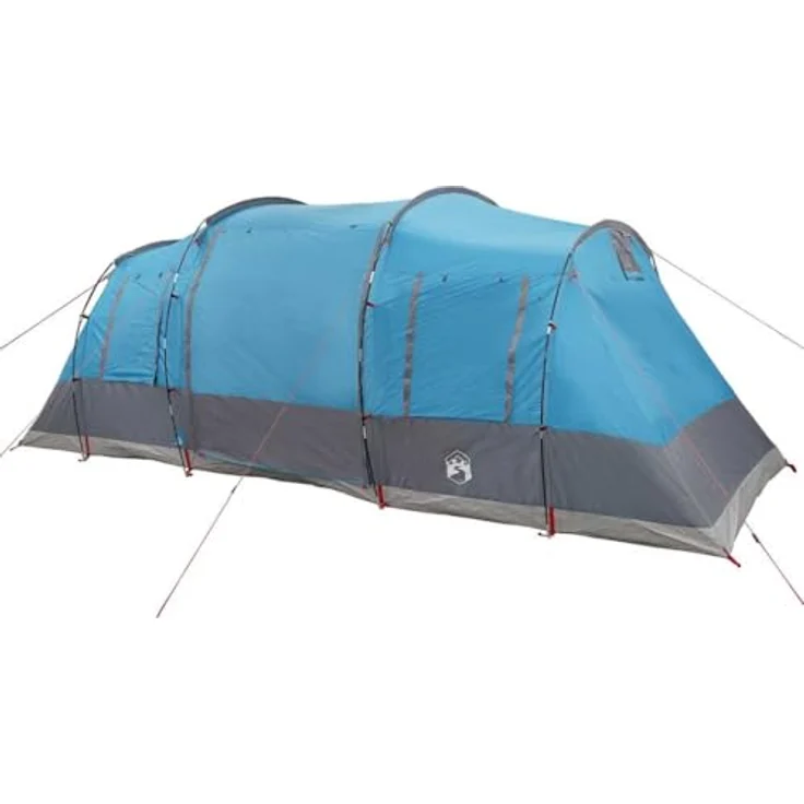 vidaXL Tunnel-Familienzelt 6 Personen, Blau, wasserdichtes Campingzelt mit zwei Schlafkabinen und E-Anschluss für Stromzufuhr – Bild 1