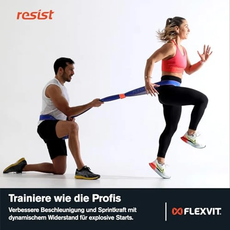 FLEXVIT Resist Band, Fitnessband für Ganzkörpertraining und Koordination, mittlerer Widerstand, OEKO-TEX zertifiziert, hautfreundlich, in Verkehrsblau – Bild 4