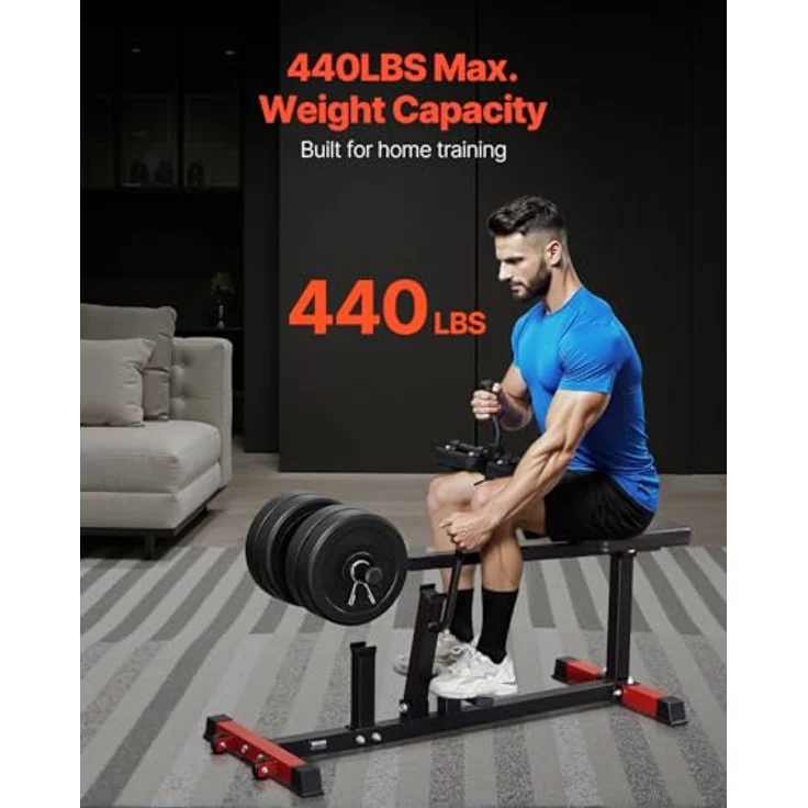 VEVOR sitzende Wadenmaschine UB2912, Kraft-Beintrainer mit 200 kg Tragkraft für Beinübungen, Schwarz + Rot – Bild 2