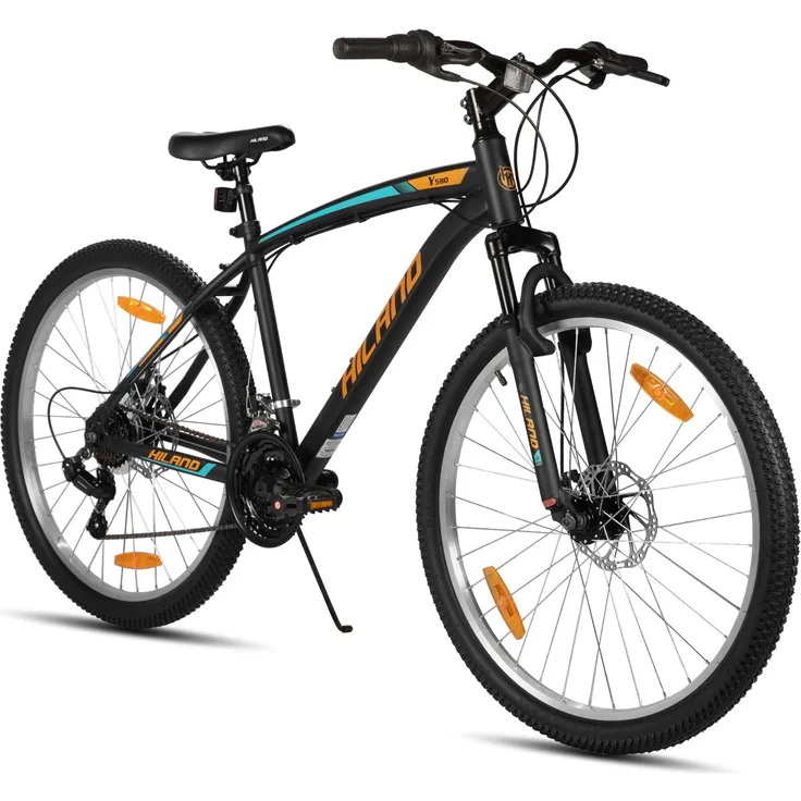Hiland 26 Zoll Mountainbike Ridge, 18 Gang, doppelte Scheibenbremsen, Federgabel, für Herren und Damen