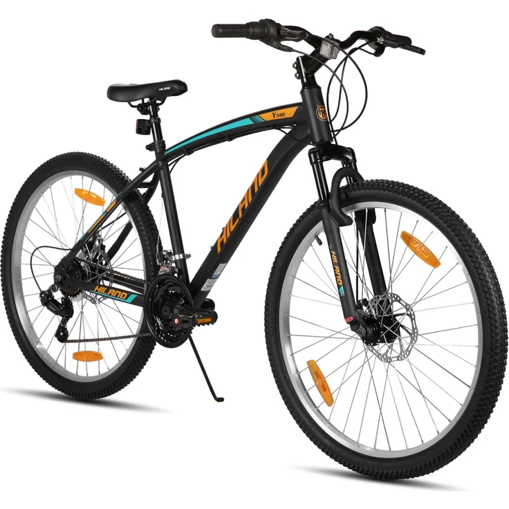 Hiland 26 Zoll Mountainbike Ridge, 18 Gang, doppelte Scheibenbremsen, Federgabel, für Herren und Damen