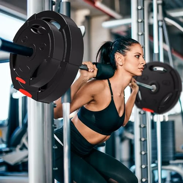 SPORTNOW Hantelscheiben Set von 4, Tri Grip mit 30 kg, geeignet für 2,5 cm Hantelstange, Schwarz – Bild 2