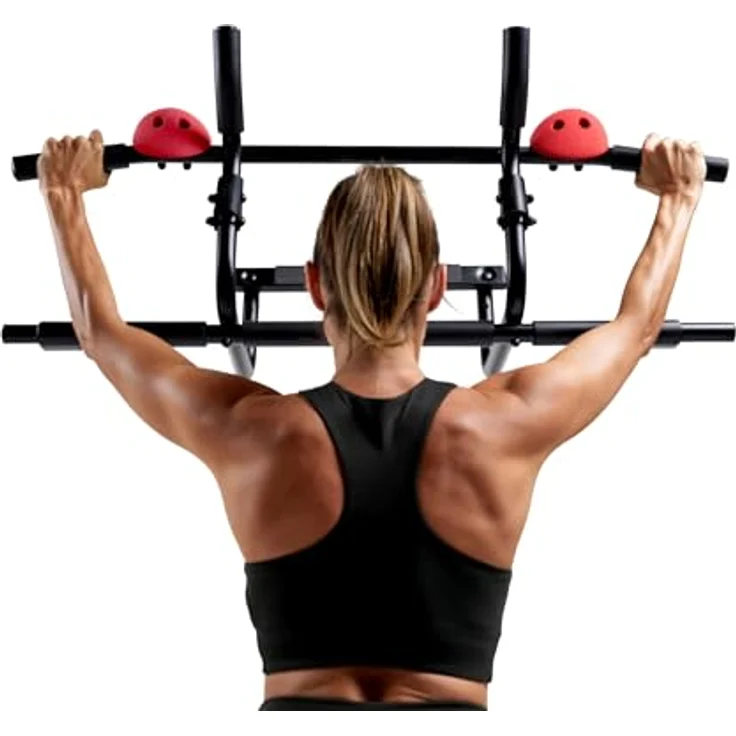 HAMMER Klimmzugstange Multigriff, 5 Griffmöglichkeiten, integrierte Bouldergriffe, anpassbarer Neigungswinkel, belastbar bis 150 kg, einfaches Einhängen – Bild 3