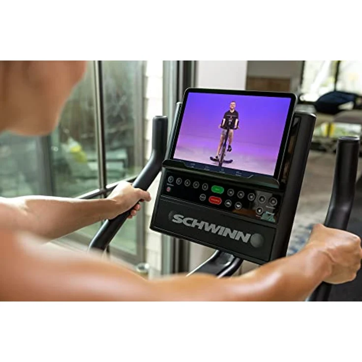Schwinn 590U, Bluetoothverbindung mit JRNY™ und Zwift® app für Smartphone oder Tablet, Intuitives 7" LCD Farbdisplay, integrierte Bluetooth Lautsprecher, Ablage für Tablet, USB-Ladebuchse – Bild 3
