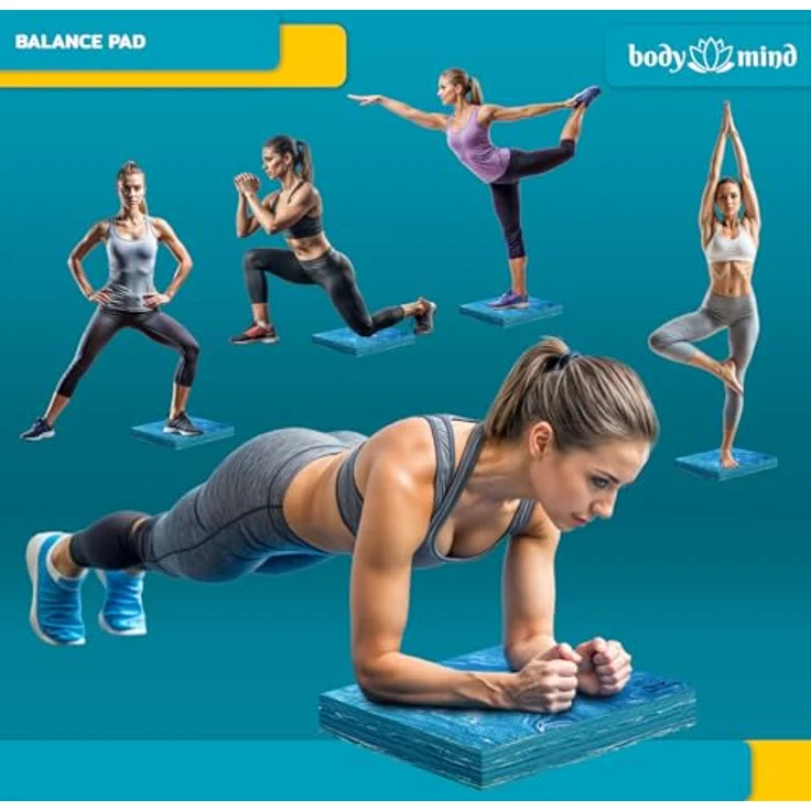 Body & Mind® Balance-Pad, Rutschfestes Gleichgewichtskissen aus TPE-Schaum, 40 x 29 cm für Stabilität & Koordination, blau – Bild 2