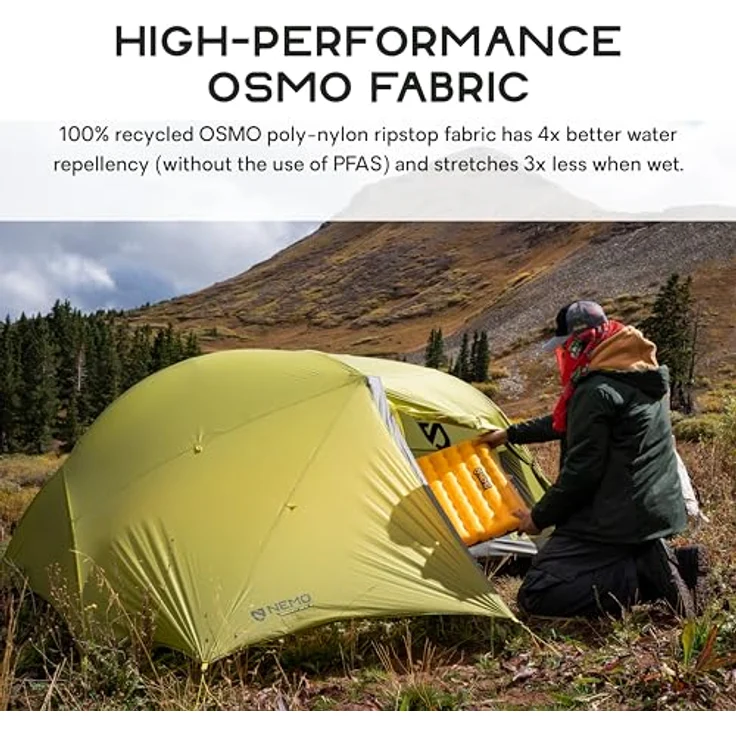 Nemo Equipment Dragonfly Osmo 1P Zelt, nachhaltiges OSMO Poly-Nylon-Ripstop-Gewebe, Birch Bud-Goodnight Gray – Bild 3