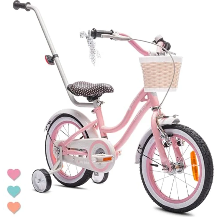 Sun Baby Heart Bike, 14 Zoll Kinderfahrrad mit Schubstange, rosa, für Gesamtgewicht bis 50 kg – Bild 1