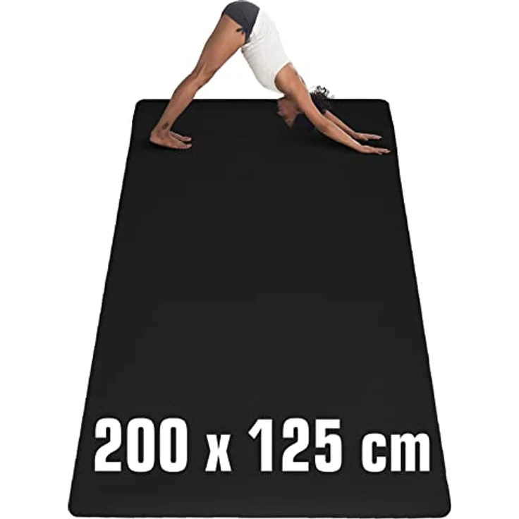 EYEPOWER 200x116 Fitnessmatte XXL Yogamatte 6mm rutschfest - Sport Teppich Bodenschutzmatte Fitness Sportmatte Groß - Gymnastikmatte Dicke Trainingsmatte XXL Unterlage Fitnessgeräte Matte Rudergerät - Blau – Bild 1